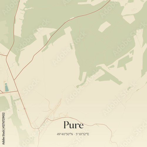 Vintage map of Pure, France.