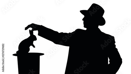 Magician pulling rabbit from top hat