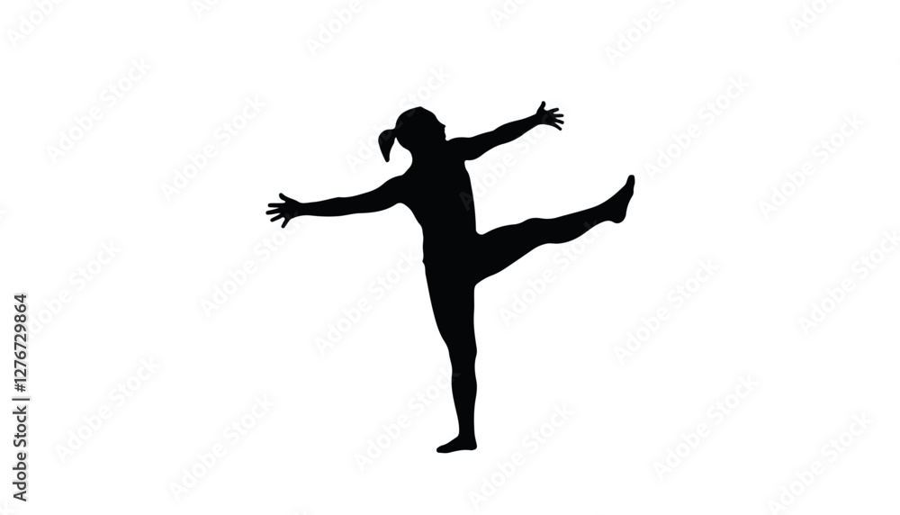 Dancing silhouette expressing joy on white background Dancing silhouette expressing joy on white background