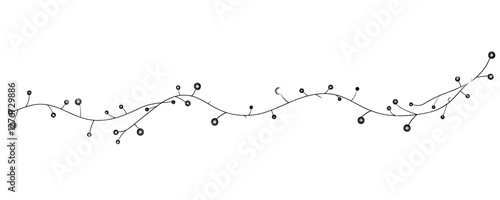 Black and silver beaded wire garland on white background. Vector