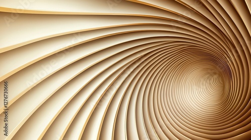 Abstract Gold and Beige Swirling Tunnel