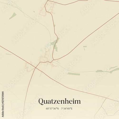 Vintage map of Quatzenheim, France.