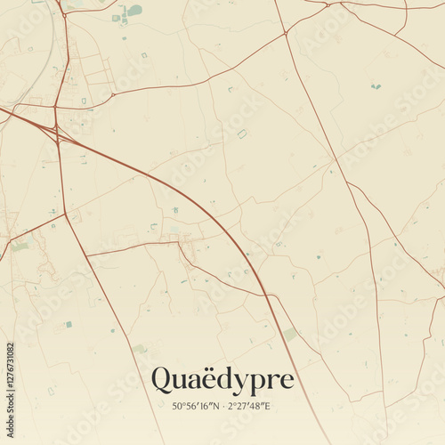 Vintage map of Quaëdypre, France.