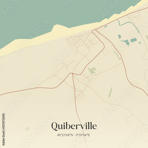 Vintage map of Quiberville, France.