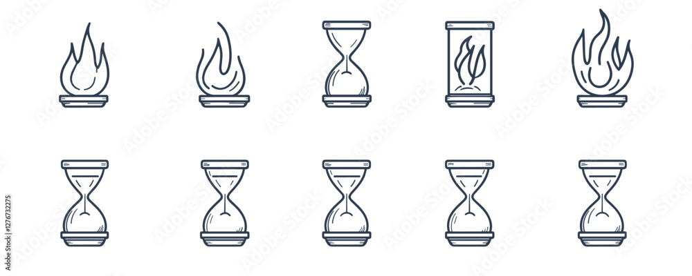 Abstract flame and hourglass illustration in various creative designs and arrangements. Vector Abstract flame and hourglass illustration in various creative designs and arrangements. Vector