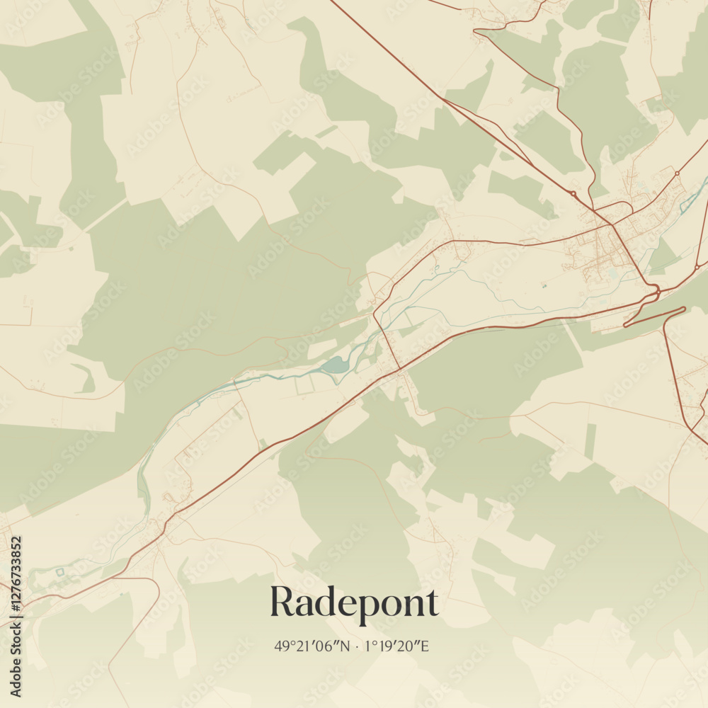 Obraz premium Vintage map of Radepont, France.
