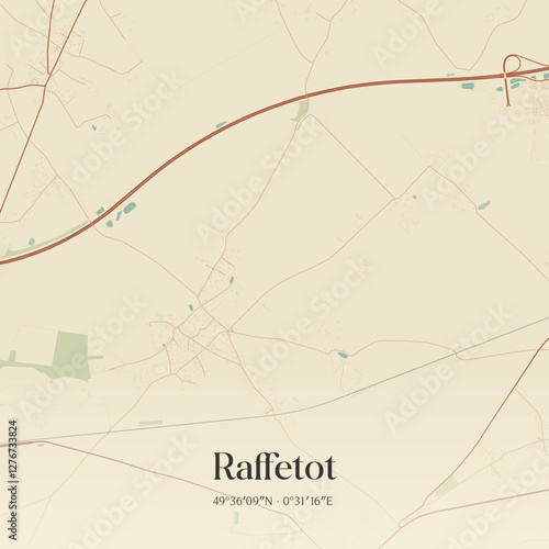 Vintage map of Raffetot, France.