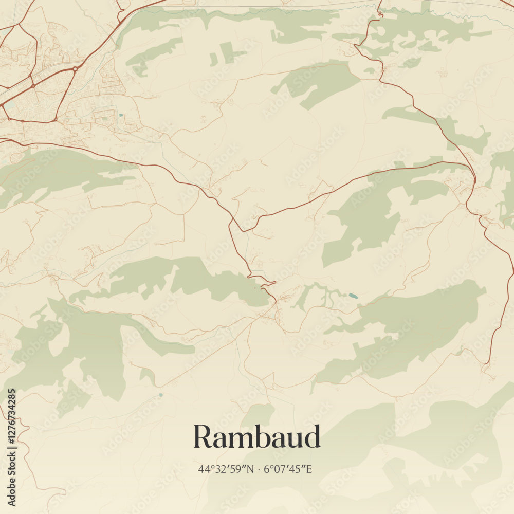 Obraz premium Vintage map of Rambaud, France.
