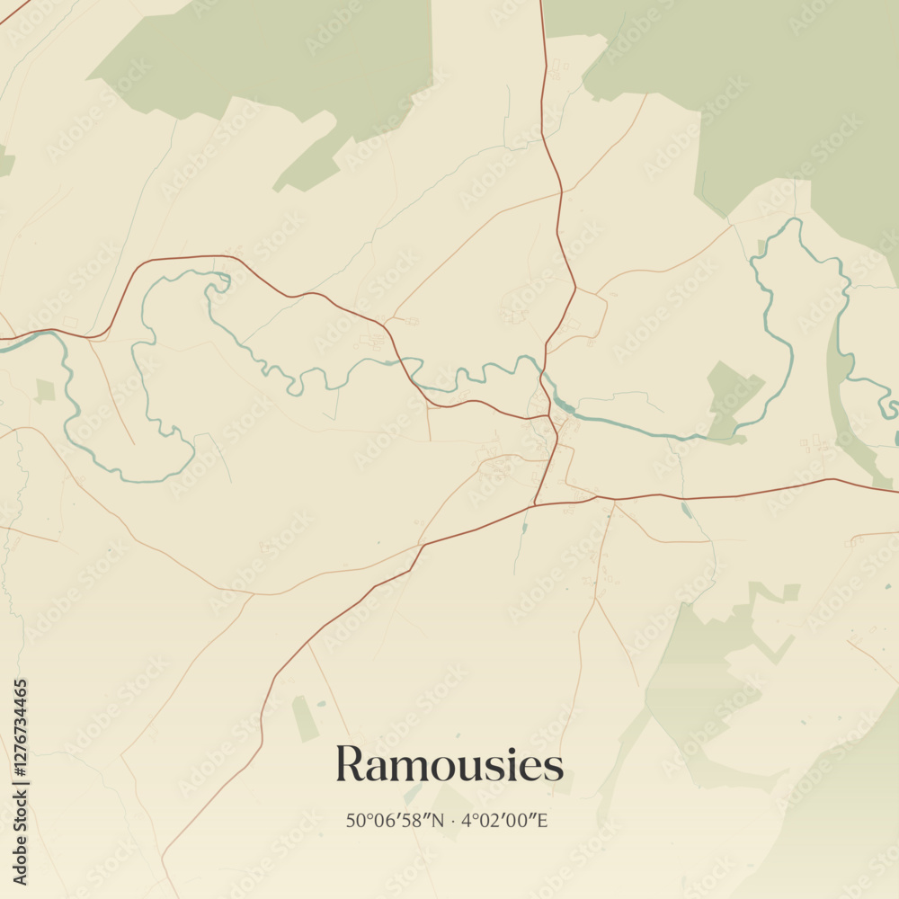 Obraz premium Vintage map of Ramousies, France.
