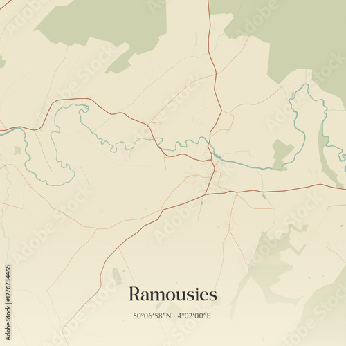 Vintage map of Ramousies, France.