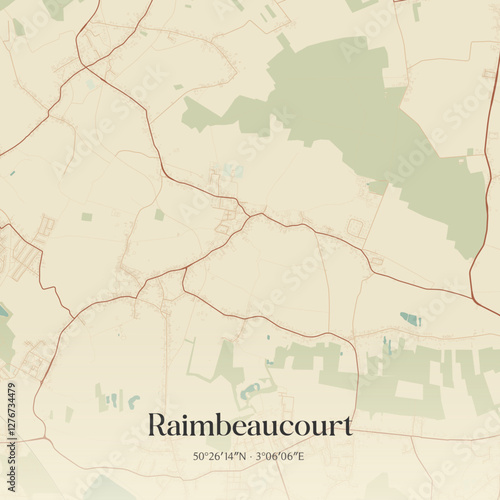 Vintage map of Raimbeaucourt, France.