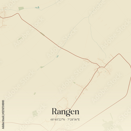 Vintage map of Rangen, France.