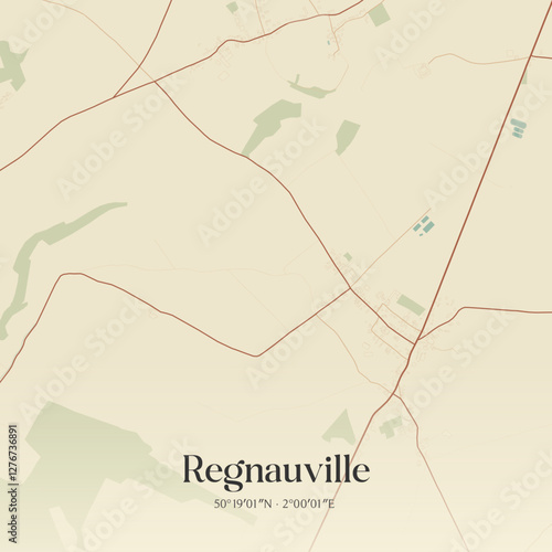 Vintage map of Regnauville, France.