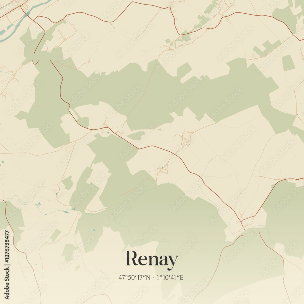 Obraz premium Vintage map of Renay, France.