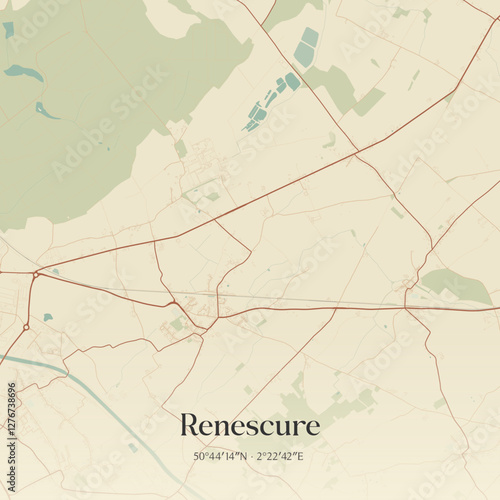 Vintage map of Renescure, France.
