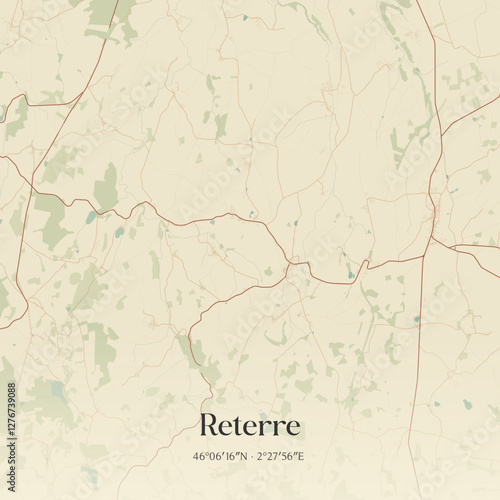 Vintage map of Reterre, France.