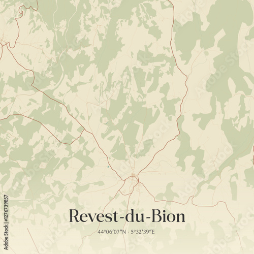Vintage map of Revest-du-Bion, France.