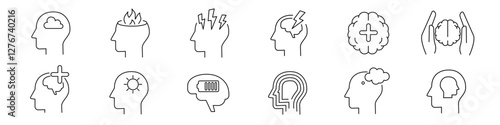 mental health icon. mental health icon set.