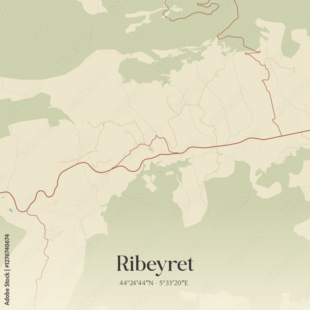 Obraz premium Vintage map of Ribeyret, France.