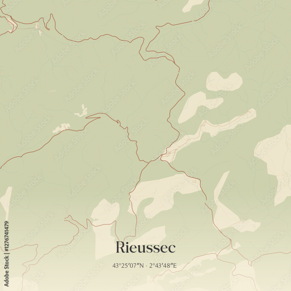 Obraz premium Vintage map of Rieussec, France.