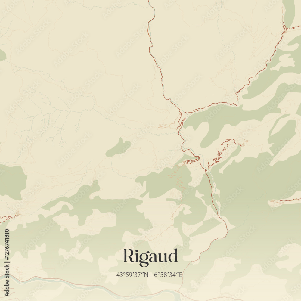 Obraz premium Vintage map of Rigaud, France.