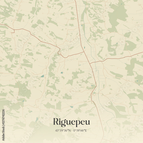 Vintage map of Riguepeu, France.