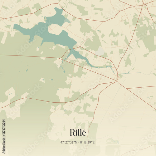 Vintage map of Rillé, France.