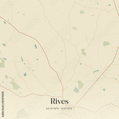 Vintage map of Rives, France.