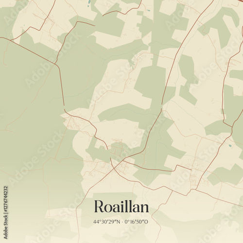 Vintage map of Roaillan, France.