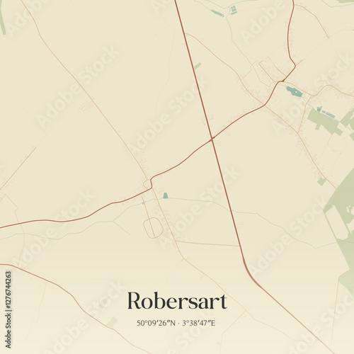 Vintage map of Robersart, France.