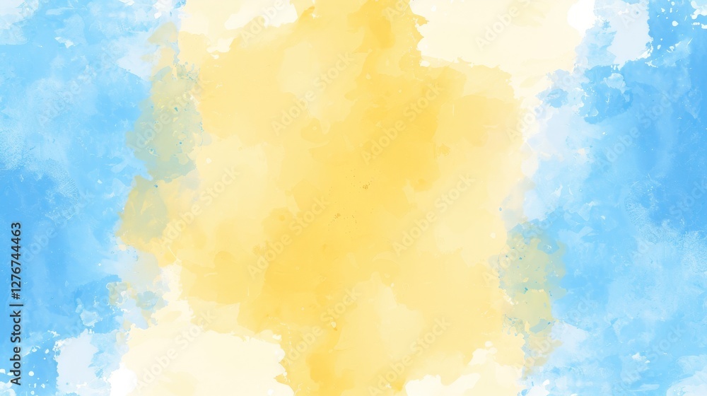 Obraz premium Bright and Cheerful Abstract Watercolor Painting with Yellow and Blue Shades for Creative Projects