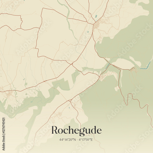 Vintage map of Rochegude, France.