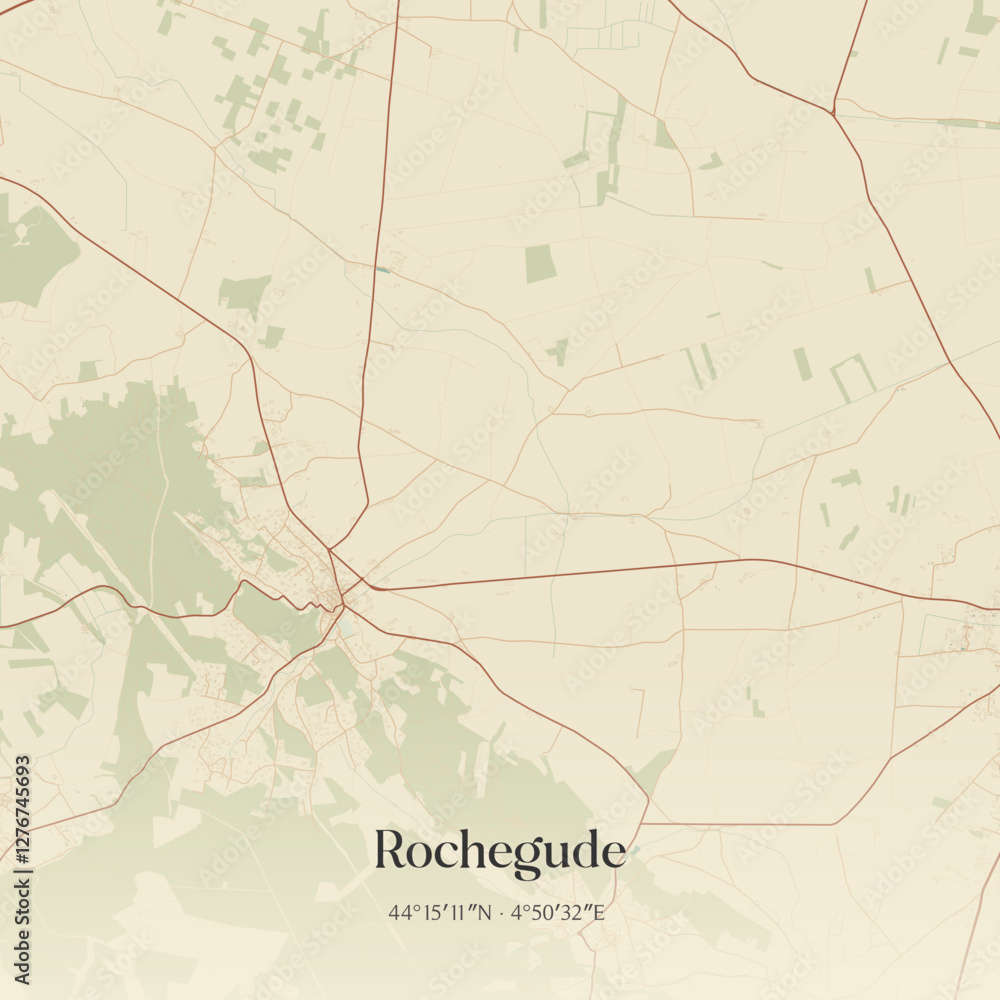 Obraz premium Vintage map of Rochegude, France.