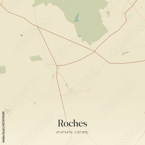 Vintage map of Roches, France.