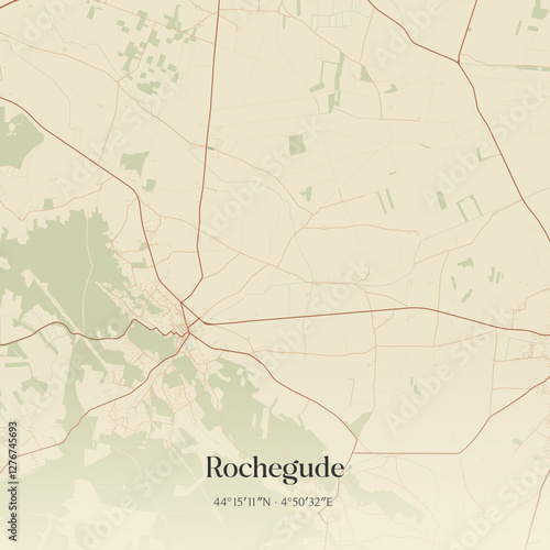 Vintage map of Rochegude, France.