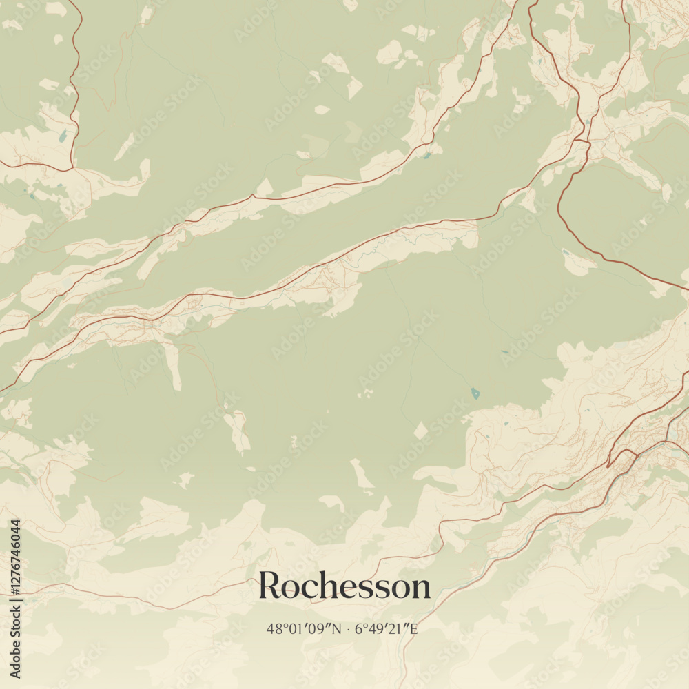 Obraz premium Vintage map of Rochesson, France.