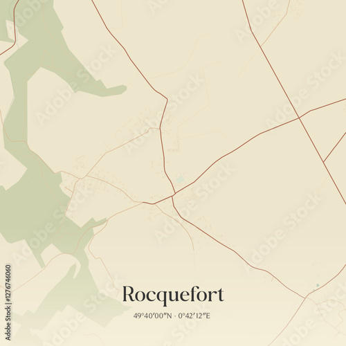 Vintage map of Rocquefort, France.