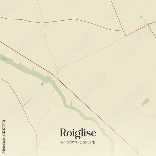 Vintage map of Roiglise, France.