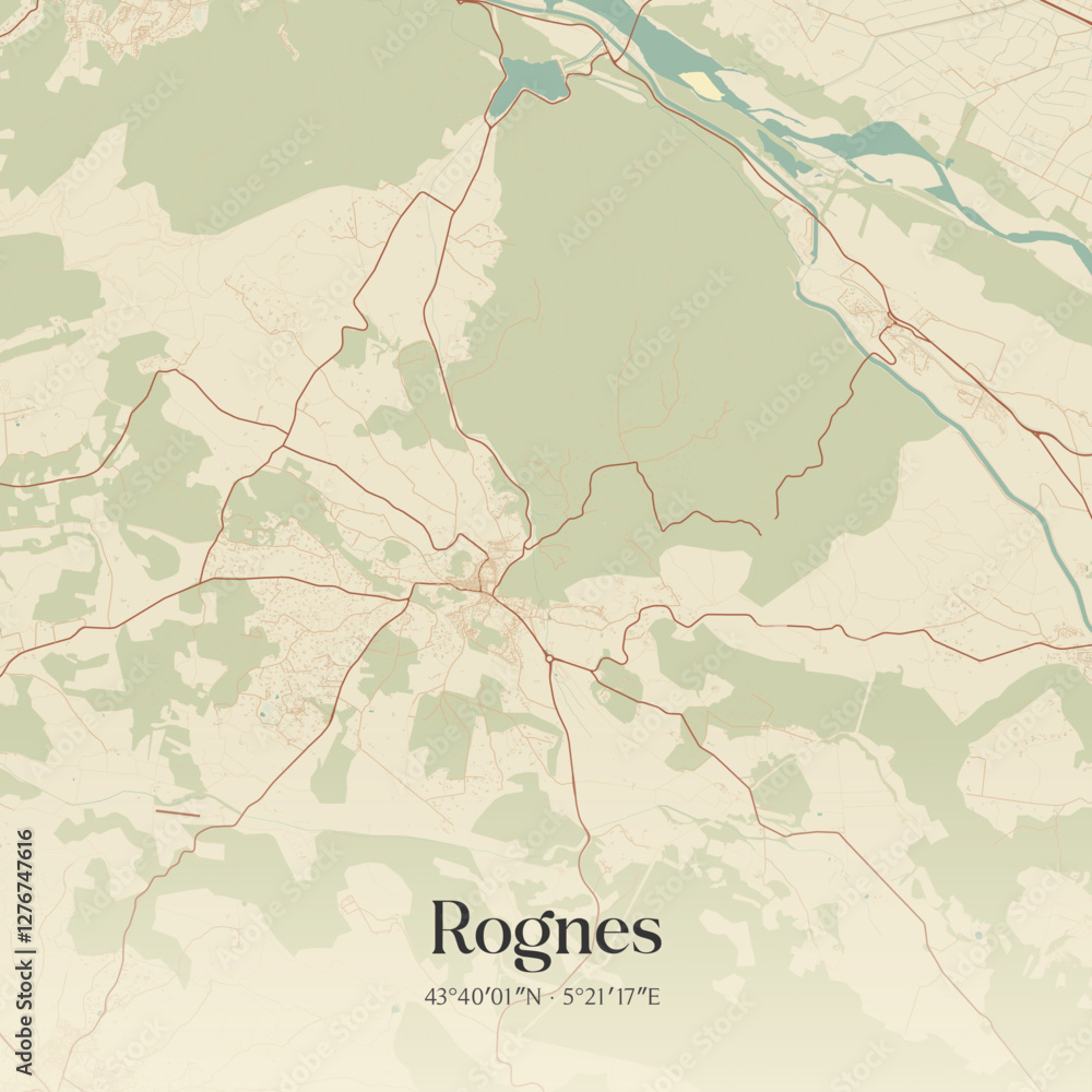 Obraz premium Vintage map of Rognes, France.