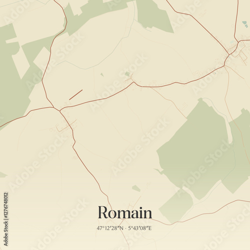Vintage map of Romain, France.