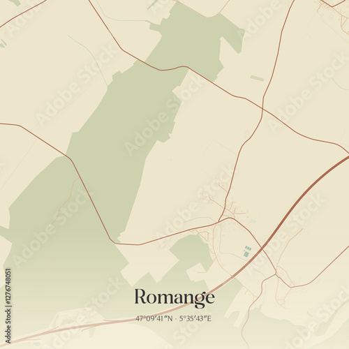 Vintage map of Romange, France.