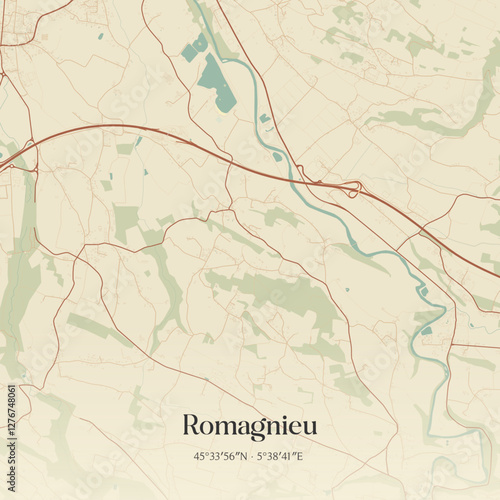 Vintage map of Romagnieu, France.