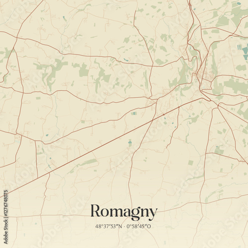 Vintage map of Romagny, France.
