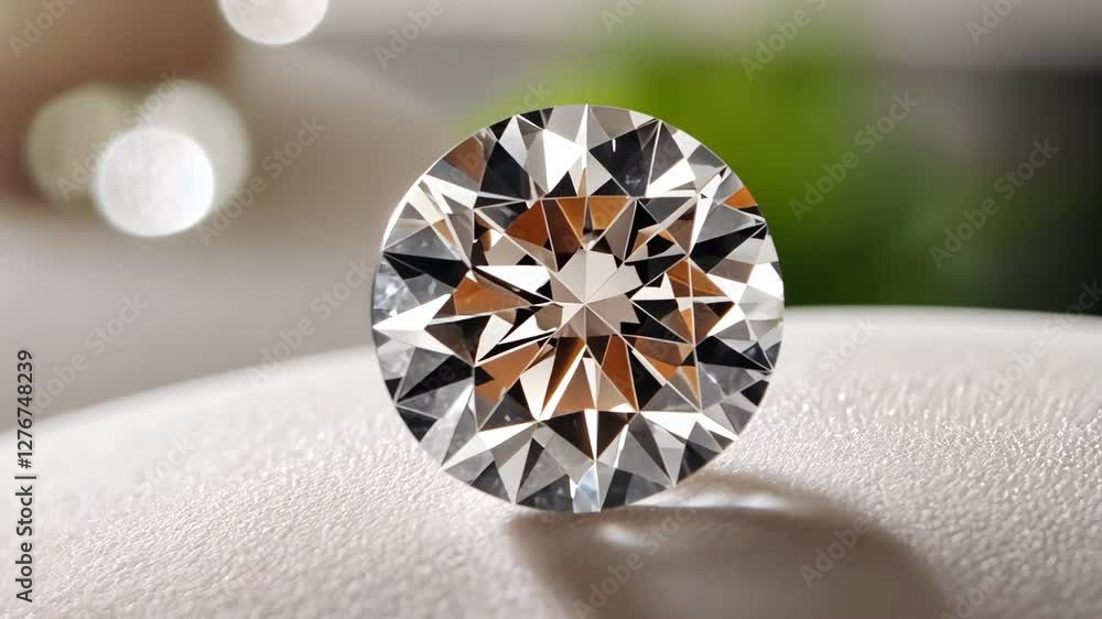 Sparkling diamond: elegant rotation and light reflection magic Sparkling diamond: elegant rotation and light reflection magic