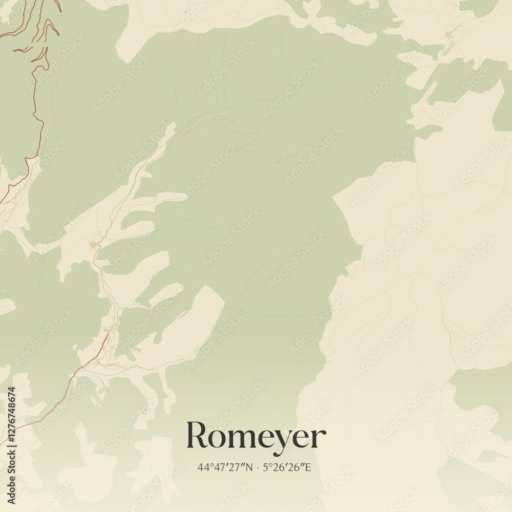 Obraz premium Vintage map of Romeyer, France.