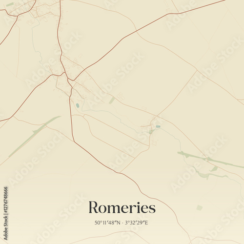 Vintage map of Romeries, France.