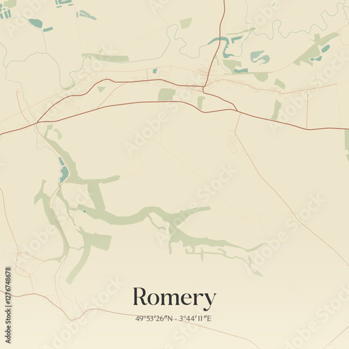 Vintage map of Romery, France.