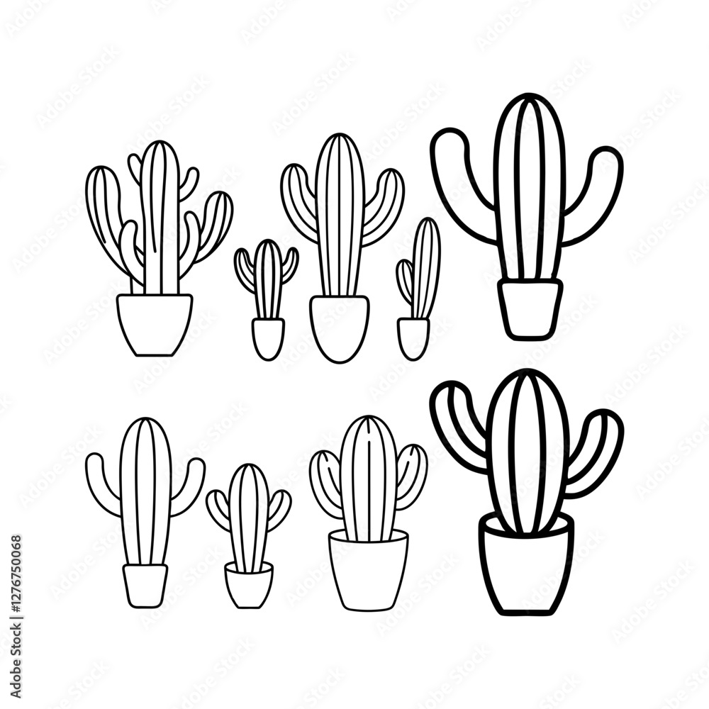 Fototapeta premium A set of Cactus vector illustration.