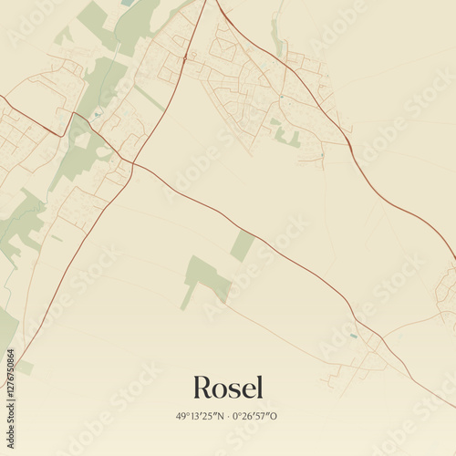 Vintage map of Rosel, France.