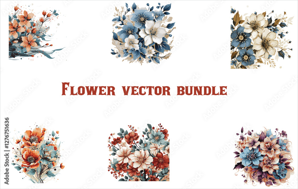 Flower vector bundle , flower design , Floral wallpaper, full frame